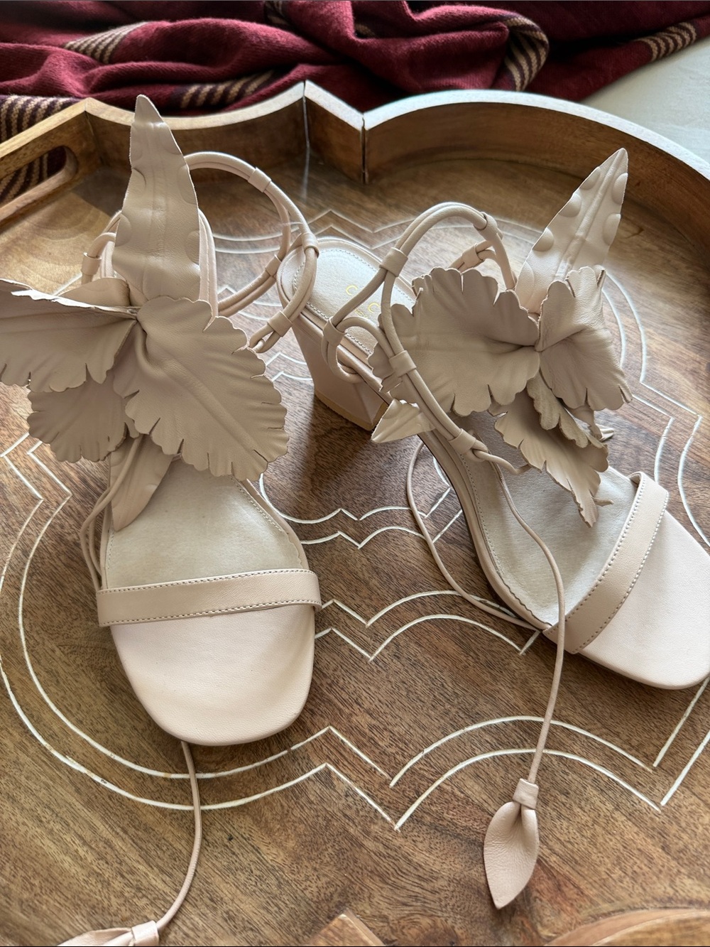 Women's Blush Floral Lace-Up Sandals